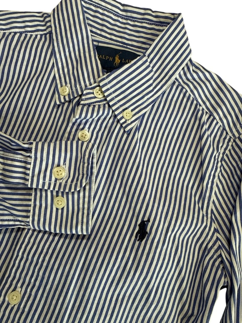Ralph Lauren Blue & White Striped Cotton Button Down Dress Shirt Youth Boys’ 6